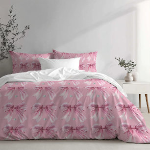 Diamant Aquarellfarbe Rosa Coquette Bow Kissenbezug