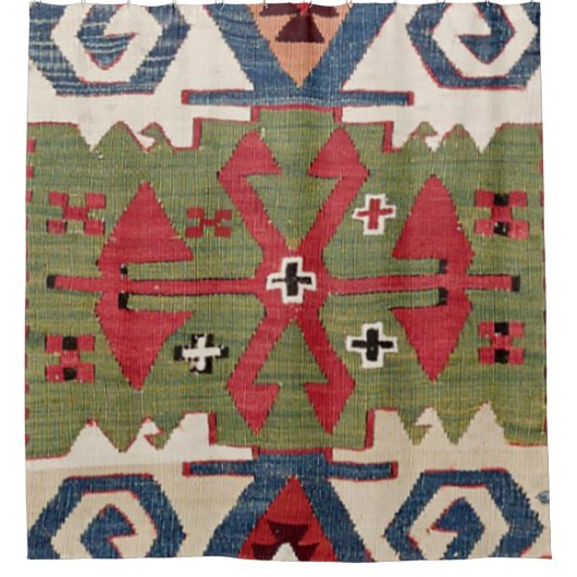 Diamant Arrow Konya Blue Green Cowboy Duschvorhang (Vorderseite)