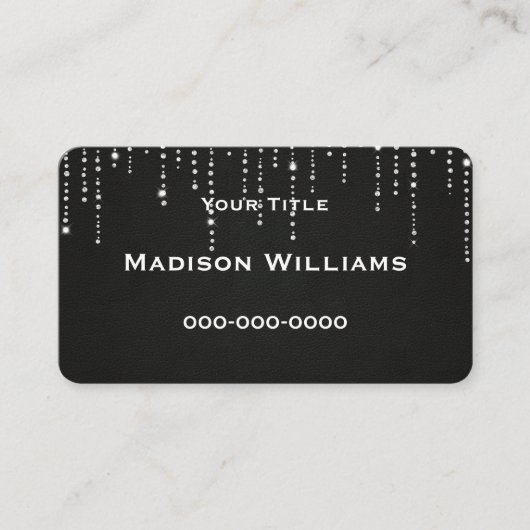 Diamant auf schwarzem Leder Visitenkarte (Vorderseite)