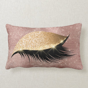 Diamant-Auge bilden GoldGlitzer-Rosa-Pulver-Rose Lendenkissen
