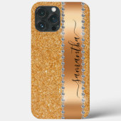 Diamant Bling Glitzer Kalligraphie Name Kupfer Case-Mate iPhone Hülle (Rückseite)