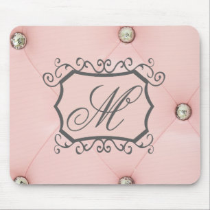 Diamant Bling Pink Monogram Mouse Pad Mousepad