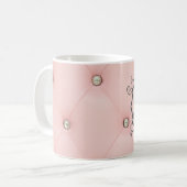 Diamant Bling Pink Tuflische Leder Kaffee-Cup Tass Kaffeetasse (Vorderseite Links)