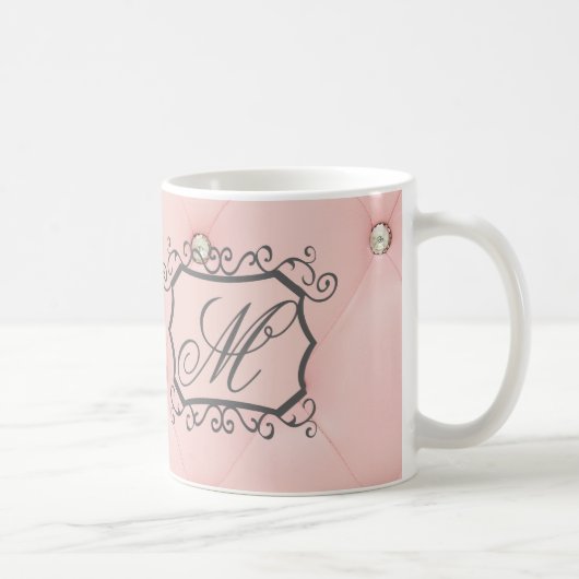 Diamant Bling Pink Tuflische Leder Kaffee-Cup Tass Kaffeetasse (Rechts)