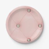 Diamant Bling Pink Tuflith Lederpapier Teller (Vorderseite)