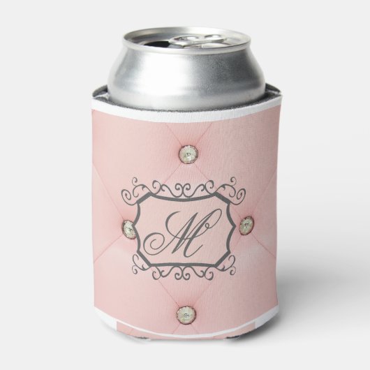 Diamant Bling Pink Tufted Koozie Can Holder Dosenkühler (Kanne Vorderseite)