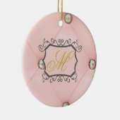 Diamant Bling Pink Tufted Leder Muster Ornament (Rechts)
