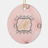 Diamant Bling Pink Tufted Leder Muster Ornament (Links)