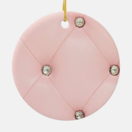 Diamant Bling Pink Tufted Leder Muster Ornament (Hinten)