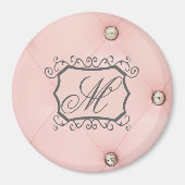 Diamant Bling Pink Tufted Monogram Initial Magnet (Vorne)