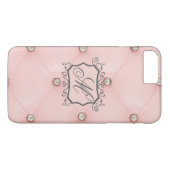 Diamant Bling Pink Tufted Monogram iPhone 7+ Case (Rückseite (Horizontal))