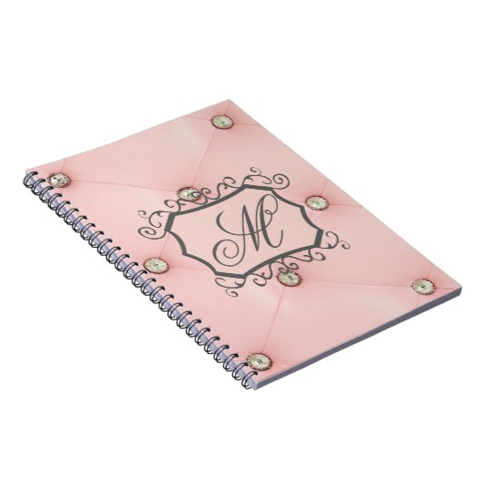 Diamant Bling Pink Tufted Monogram Note Book Notizblock (Rechte Seite)