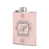 Diamant Bling Pink Tufted Monogram Whiskey Flask Flachmann (Links)