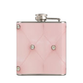 Diamant Bling Pink Tufted Monogram Whiskey Flask Flachmann (Rückseite)