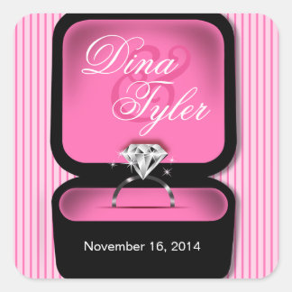 Diamant Bling Ring Box rosa Quadratischer Aufkleber