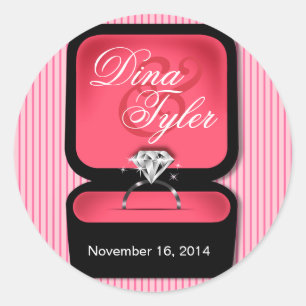 Diamant Bling Ring Box rund Koralle Runder Aufkleber