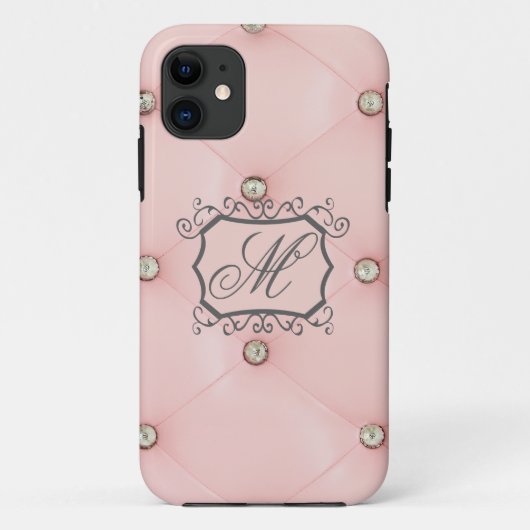 Diamant-Bling-Rosa-Tufted-Monogramm-IPHONE-5-Hülle Case-Mate iPhone Hülle (Rückseite)