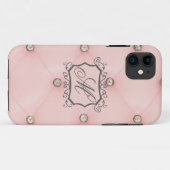Diamant-Bling-Rosa-Tufted-Monogramm-IPHONE-5-Hülle Case-Mate iPhone Hülle (Rückseite (Horizontal))