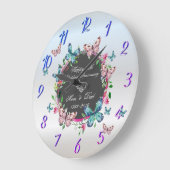 Diamant Blume Butterflies 50 Hochzeitstag Große Wanduhr (Winkel)