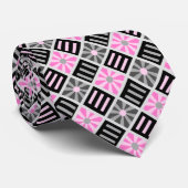 Diamant Blume Geometric Gray & Pink zweiseitig Krawatte (Gerollt)