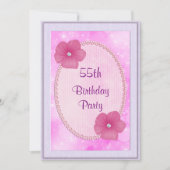 Diamant Blume & Perlen 55. Geburtstag Einladung (Vorderseite)