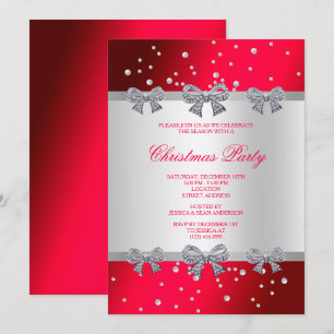 Diamant Bows & Silver Pearls Weihnachten Einladung