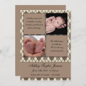 Diamant-Checked-Geburtsankündigung Ankündigung (Vorne/Hinten)