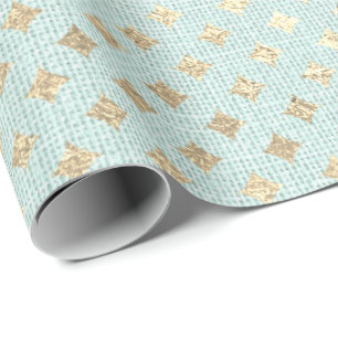 Diamant Cut Foxier Gold Minze Grünpastellstoff Geschenkpapier