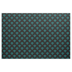 Diamant - Cyan auf schwarz Stoff