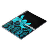 Diamant Damask (Aquamariner Glitzer) Notizblock (Linke Seite)