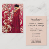 Diamant-Damask, FASCINATION in Rot & Pink Visitenkarte (Vorne/Hinten)