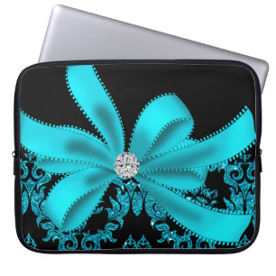 Diamant-Damast (aquamariner Glitzer) Laptopschutzhülle