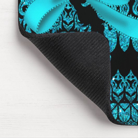 Diamant-Damast (aquamariner Glitzer) Mousepad (Ecke)