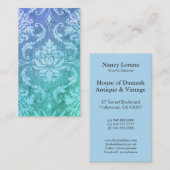 Diamant-Damast, BUNTER REGEN im Blau u. Türkis Visitenkarte (Vorne/Hinten)