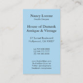 Diamant-Damast, BUNTER REGEN im Blau u. Türkis Visitenkarte (Rückseite)