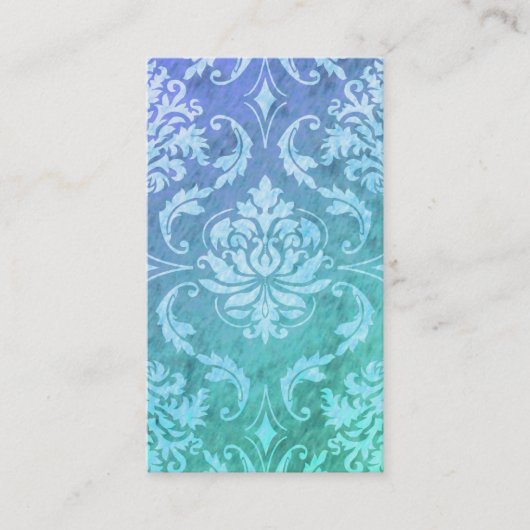 Diamant-Damast, BUNTER REGEN im Blau u. Türkis Visitenkarte (Vorderseite)