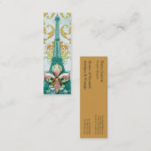 Diamant-Damast, EIFFEL-TURM im Gold u. aquamarines Mini Visitenkarte (Vorne/Hinten)