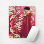 Diamant-Damast, FASZINATION im Rot u. Rosa Mousepad (Mit Mouse)