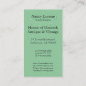 Diamant-Damast, FEENHAFTE LICHTER in aquamarinem Visitenkarte (Rückseite)