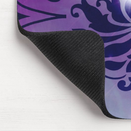 Diamant-Damast, FEENHAFTE LICHTER in der Pflaume Mousepad (Ecke)