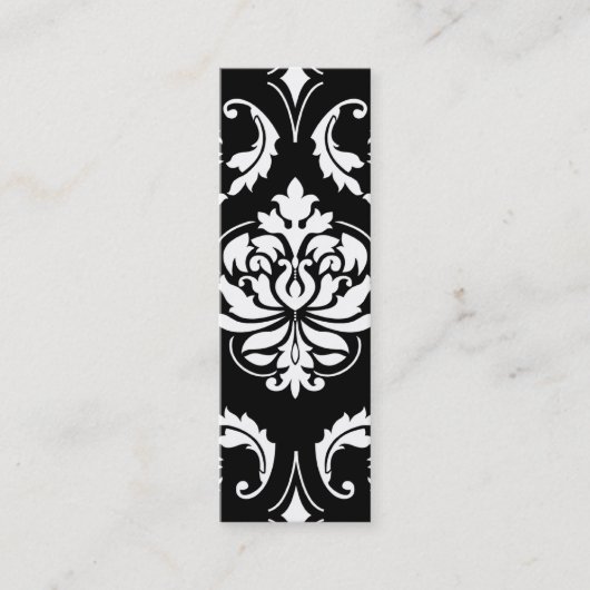 Diamant-Damast im Weiß auf Schwarzem Mini Visitenkarte (Vorderseite)