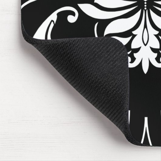Diamant-Damast im Weiß auf Schwarzem Mousepad (Ecke)