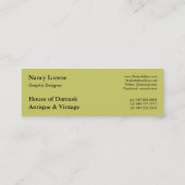 Diamant-Damast, MAROKKO in Rotem und in Chartreuse Mini Visitenkarte (Rückseite)