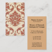 Diamant-Damast, NOUVEAU DRUCK in Rotem und in Visitenkarte (Vorne/Hinten)