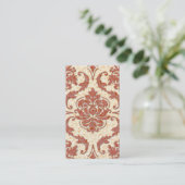 Diamant-Damast, NOUVEAU DRUCK in Rotem und in Visitenkarte (Stehend Vorderseite)