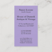 Diamant Damast, SCHATTEN und NEBEL in Lila Visitenkarte (Rückseite)