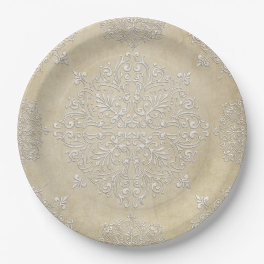 Diamant-Damast-Spitze-Pappteller Pappteller (Vorderseite)