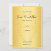 Diamant-Design grün und Gold in roter Einladung (Rückseite)