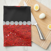Diamant-Diva (roter Glitter) Küchentuch (Viertel Falte)