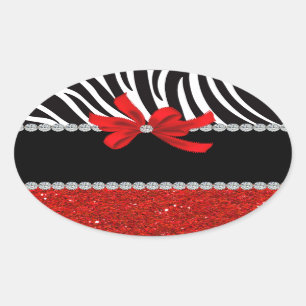 Diamant-Diva (roter Glitter) Ovaler Aufkleber